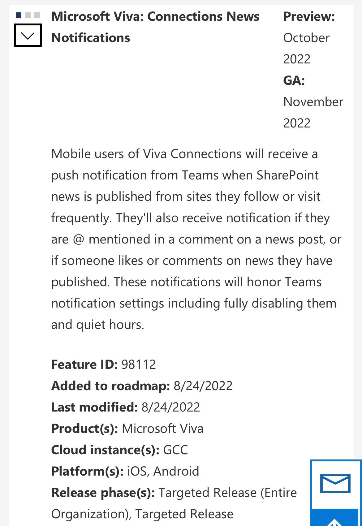 Viva connections notifications