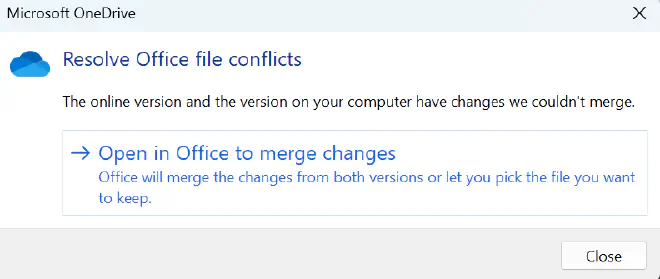 OneDrive sync client error handling changes